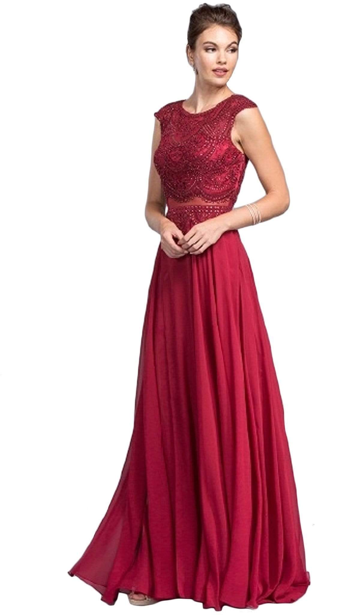 Aspeed Design - Mock Two Piece Jewel Embroided A-line Prom Dress

