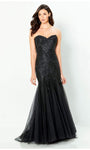 Strapless Back Zipper Applique Natural Waistline Mermaid Sweetheart Evening Dress with a Chapel Train with a Court Train