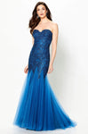 Strapless Mermaid Back Zipper Applique Sweetheart Natural Waistline Evening Dress with a Chapel Train with a Court Train