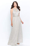 A-line Jeweled Neck Beaded Cutout Crinkled Jeweled Pleated Ruched Floor Length Natural Waistline Evening Dress with a Brush/Sweep Train