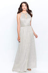 Floor Length Sleeveless Ruched Beaded Crinkled Fitted Keyhole Natural Waistline Sheath Halter Sheath Dress