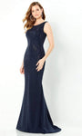 Jersey Bateau Neck Back Zipper V Back Natural Waistline Sheath Sheath Dress with a Brush/Sweep Train