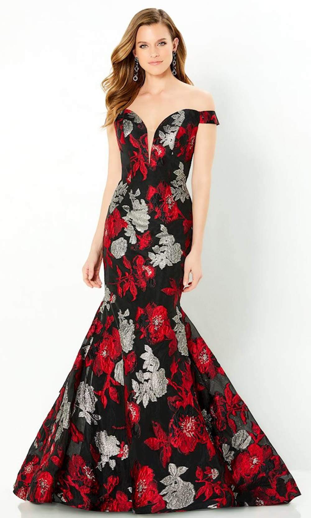 Montage by Mon Cheri - 220952 Floral Deep Off-Shoulder Gown
