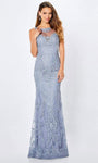 Sexy Sophisticated Tulle Sheath Sleeveless Embroidered Fitted Keyhole Beaded Back Zipper Illusion Jeweled Neck Floor Length Natural Waistline Sheath Dress with a Brush/Sweep Train With a Ribbon