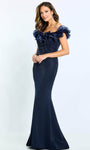 Back Zipper Natural Waistline Sheath Off the Shoulder Sheath Dress/Mother-of-the-Bride Dress With Ruffles