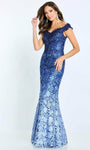 Lace Sheath Mermaid Off the Shoulder Natural Waistline Crystal Applique Back Zipper Sheath Dress