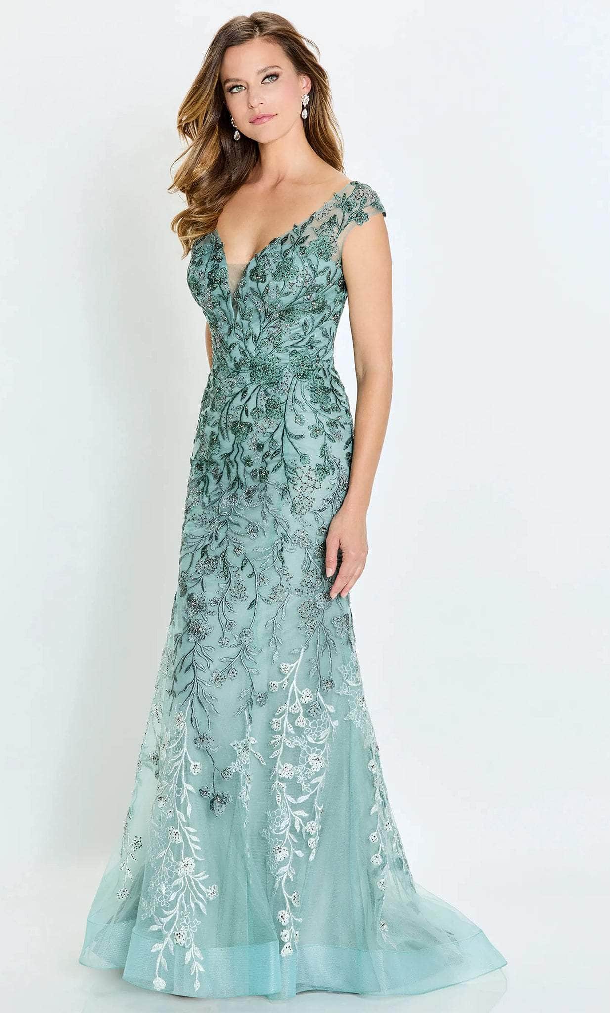 Montage by Mon Cheri M522 - Cap Sleeve V-Neck Evening Gown
