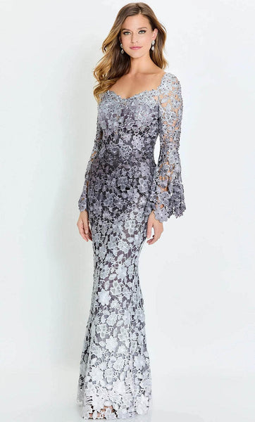 Sweetheart Floral Print Long Sleeves Sheath Lace Natural Waistline Fitted Sheer Beaded Back Zipper Sheath Dress/Mother-of-the-Bride Dress