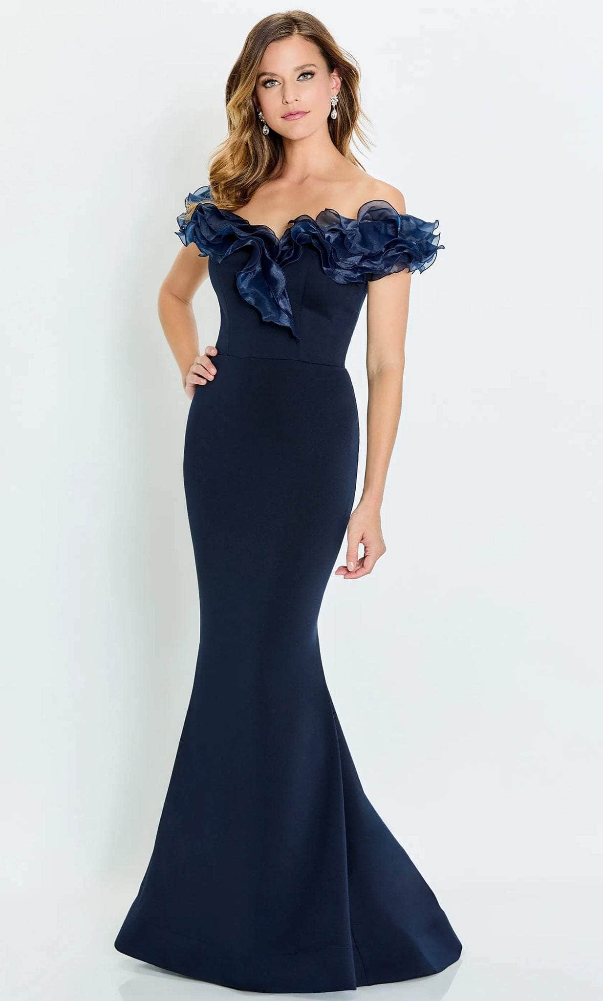 Montage by Mon Cheri M538 - Ruffled Off Shoulder Prom Gown
