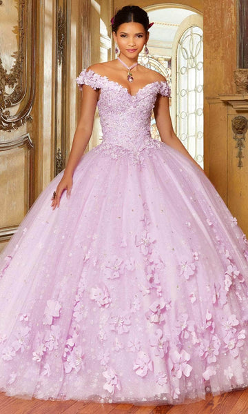 Sophisticated Basque Corset Waistline Beaded Lace-Up Crystal Embroidered Glittering Sweetheart Tulle Off the Shoulder Floral Print Ball Gown Quinceanera Dress