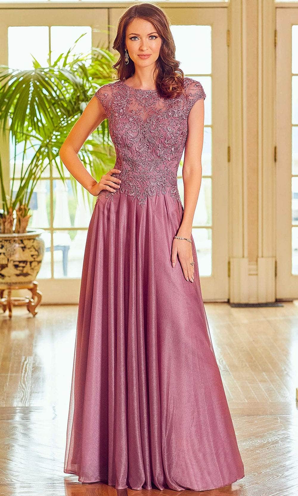Mori Lee 72520 - Illusion Neckline Embellished Bodice Evening Gown
