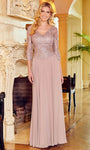 A-line V-neck Floor Length Natural Waistline Hidden Back Zipper Illusion Fitted Beaded Applique Prom Dress/Party Dress