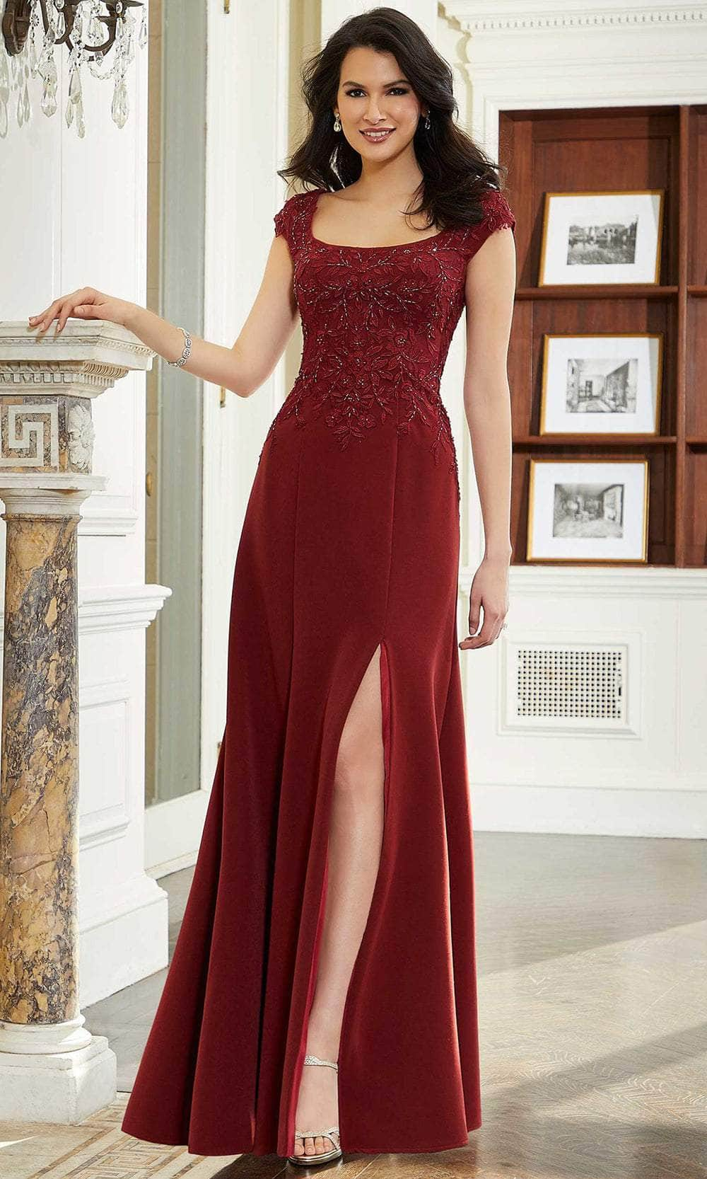 Mori Lee 72608 - Embellished Bodice Cap Sleeve Evening Gown
