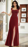 Sophisticated A-line Slit Beaded Open-Back Applique Evening Dress/Party Dress by Mori Lee