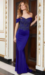 Sophisticated V-neck Sweetheart Off the Shoulder Crepe Mermaid Fitted Draped Hidden Back Zipper Beaded Natural Waistline Floor Length Evening Dress with a Brush/Sweep Train