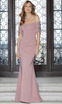 Jersey Off the Shoulder Back Zipper Beaded Mermaid Natural Waistline Floor Length Evening Dress