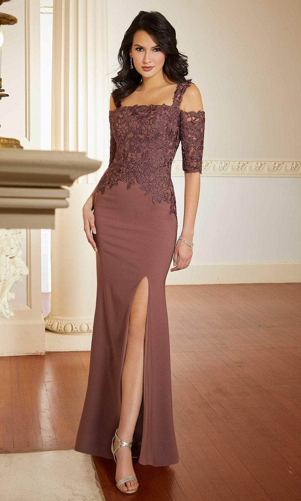 Mori Lee 72628 - Laced Crepe Evening Gown
