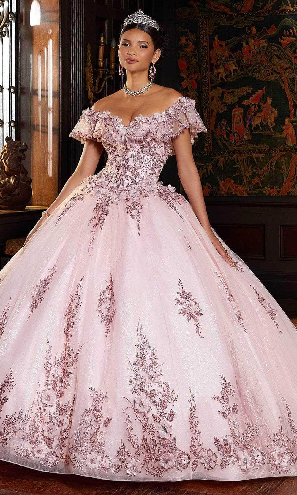 Mori Lee 89333 - Flutter Off Shoulder Bow Ballgown
