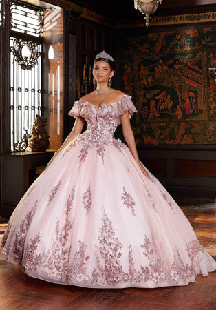 Mori Lee Flutter Off Shoulder Bow Ballgown