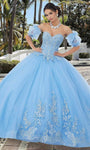 Strapless Floral Print Floor Length Sweetheart Tulle Beaded Glittering Applique Basque Waistline Ball Gown Quinceanera Dress