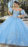 Strapless Floor Length Beaded Applique Glittering Floral Print Tulle Sweetheart Basque Waistline Ball Gown Quinceanera Dress