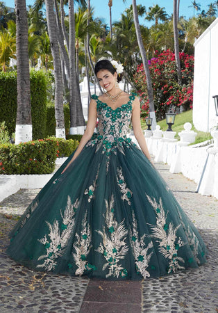Mori Lee Floral Appliqued Quinceañera Dress