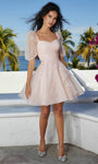 A-line Cocktail Short Natural Waistline Sweetheart Lace-Up Applique Pleated Beaded Fitted Dress