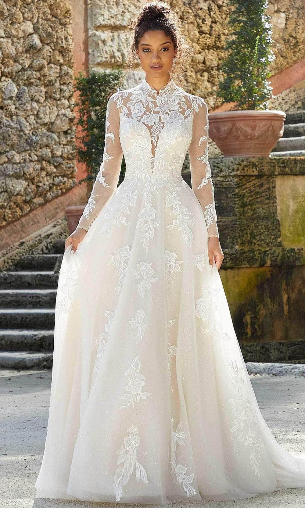 Mori Lee Bridal 2463 - Long Sleeve High Neck Wedding Gown
