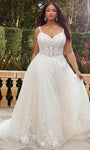 A-line Sweetheart Corset Natural Waistline Sleeveless Embroidered Sheer Open-Back Wedding Dress