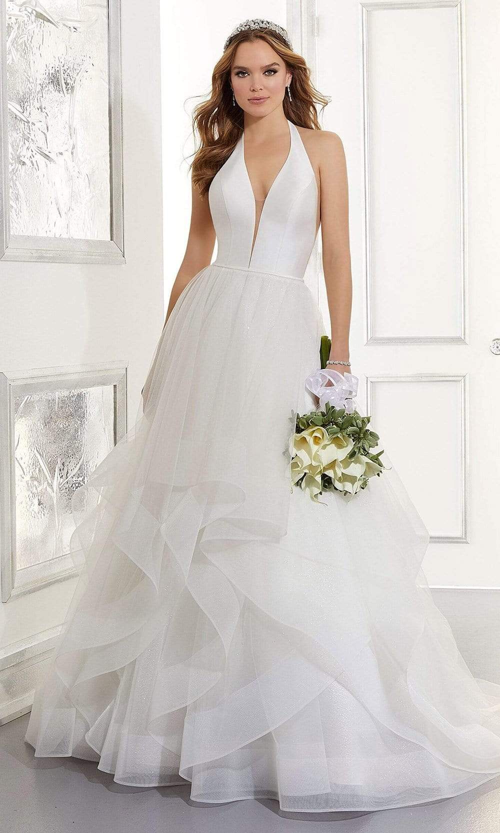 Mori Lee Bridal - 5866 Arabella Halter Tiered Tulle Wedding Gown
