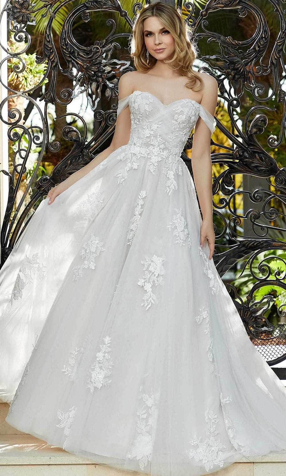 Mori Lee Bridal 5971 - Embellished Off-shoulder Wedding Dress
