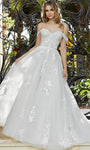 A-line Strapless Floor Length Natural Waistline Sweetheart Open-Back Keyhole Sheer Off the Shoulder Wedding Dress with a Chapel Train