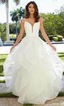 Sleeveless Spaghetti Strap Natural Waistline Open-Back Plunging Neck Sweetheart Wedding Dress with a Brush/Sweep Train