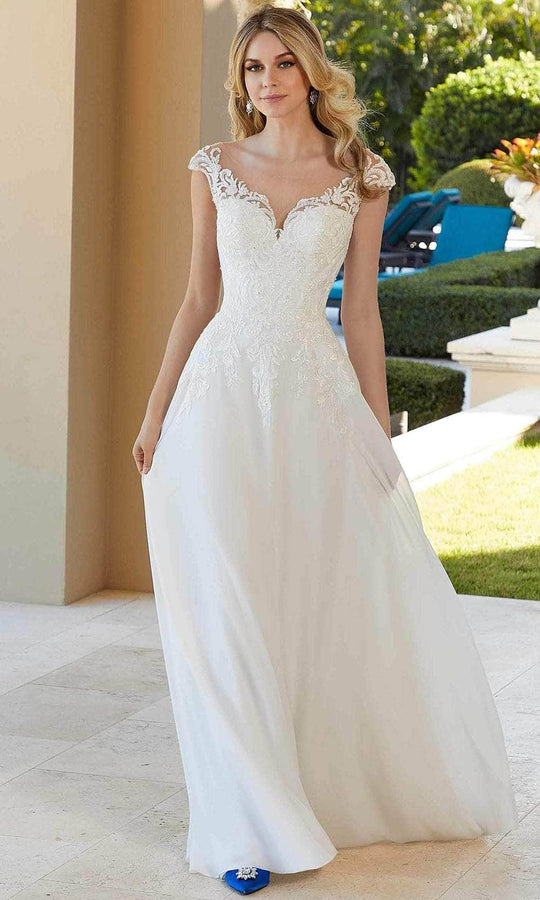 Off the Shoulder Wedding Dress Simple Bridal Dress with Decorative Cor –  Viniodress