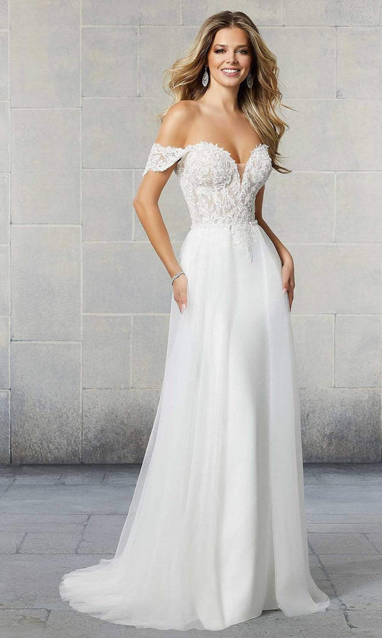Mori Lee 2476 Fiorenza Plunging Neck Cutout Back Wedding Gown