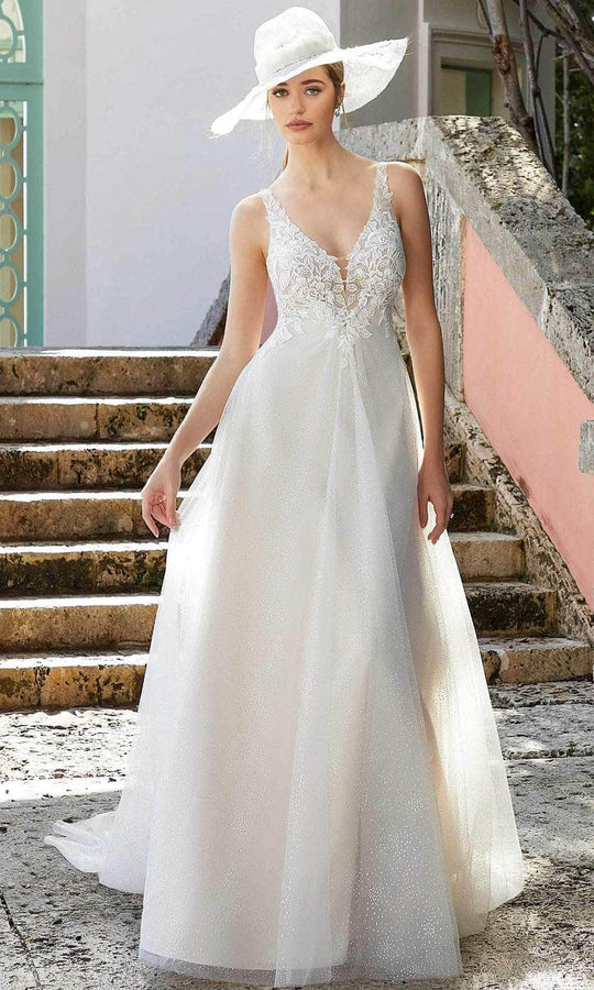 Plunging Halter Satin A-Line Wedding Dress