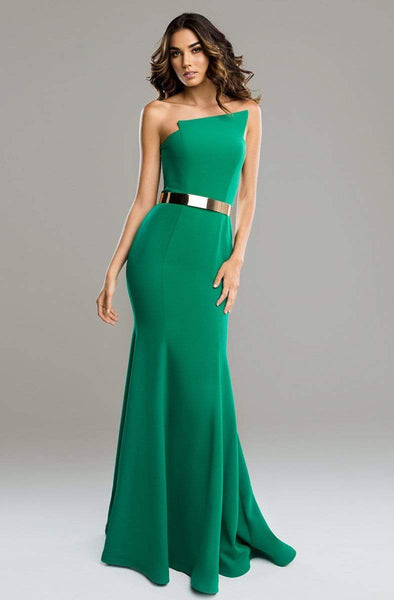 Tall Sophisticated Strapless Fitted Back Zipper Asymmetric Fit-and-Flare Mermaid Natural Waistline Dress with a Brush/Sweep Train