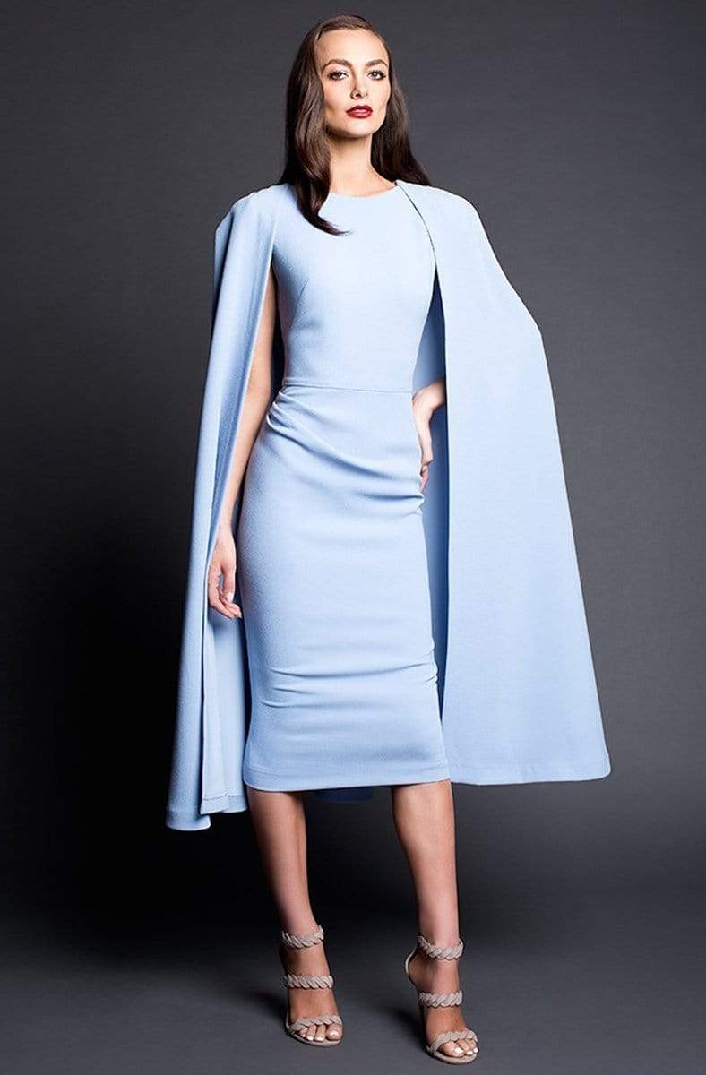 Nicole Bakti - 659 Cape Sleeve Knee Length Sheath Dress
