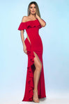 Sophisticated Sheer Back Asymmetric Slit Fitted Natural Waistline Sheath Sheath Dress With Ruffles