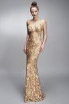 V-neck Empire Waistline Floor Length Fitted Glittering Sequined Sheath Sleeveless Plunging Neck Sheath Dress