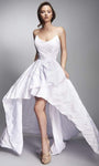 A-line Strapless Scoop Neck Natural Waistline High-Low-Hem Pleated Fitted Dress With Ruffles