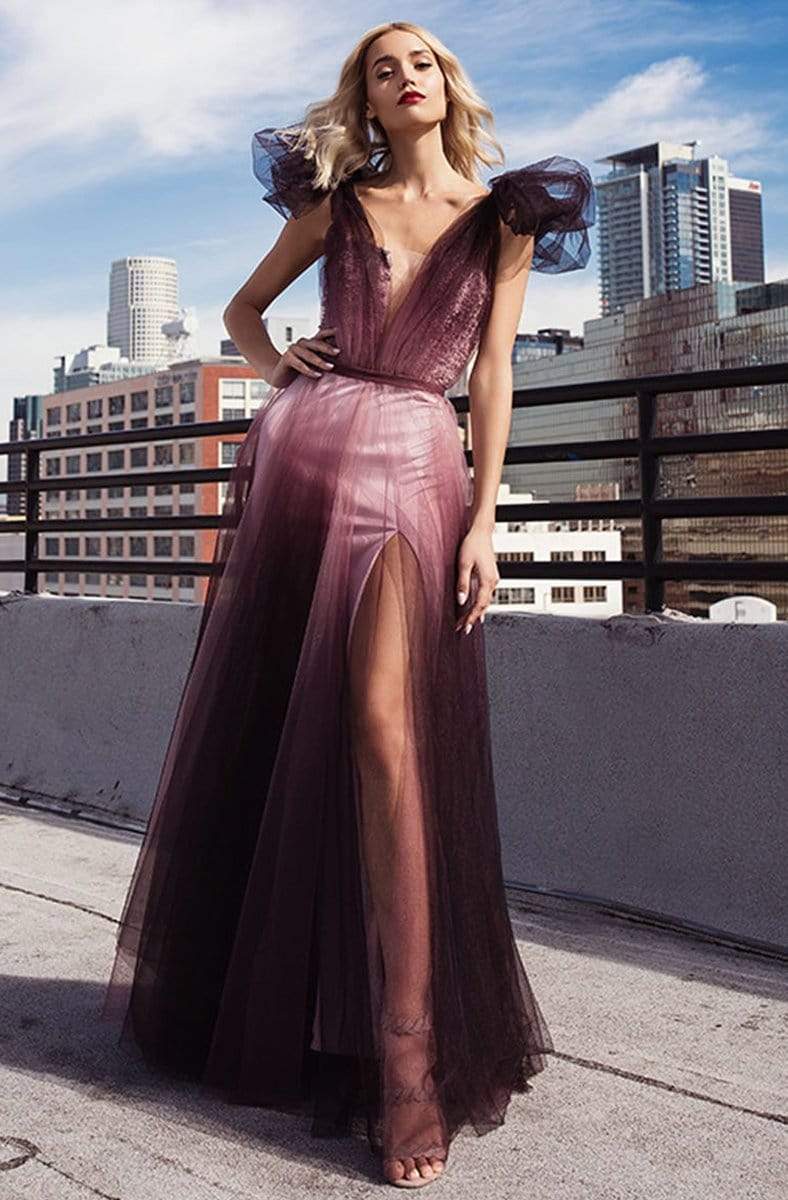 Nicole Bakti - 6926 Ruffled Deep V-neck A-line Gown
