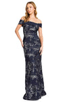 Metallic Printed Evening Dress