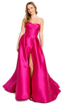 Sophisticated A-line Strapless Corset Natural Waistline Sweetheart Floor Length Fitted Slit Prom Dress