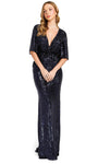 V-neck Short Sleeves Sleeves Sheath Glittering Sequined Sheath Dress/Evening Dress with a Brush/Sweep Train