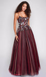 Sophisticated A-line Floral Print Natural Waistline Fitted Open-Back V Back Scoop Neck Sleeveless Prom Dress