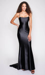 Lace-Up Fitted Sleeveless Natural Waistline Floor Length Scoop Neck Sheath Sheath Dress/Evening Dress/Prom Dress with a Brush/Sweep Train