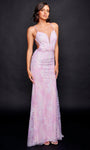 V-neck Tulle Plunging Neck Natural Waistline Sleeveless Sheath Belted Crystal Beaded Open-Back Fitted Back Zipper Sheath Dress/Prom Dress