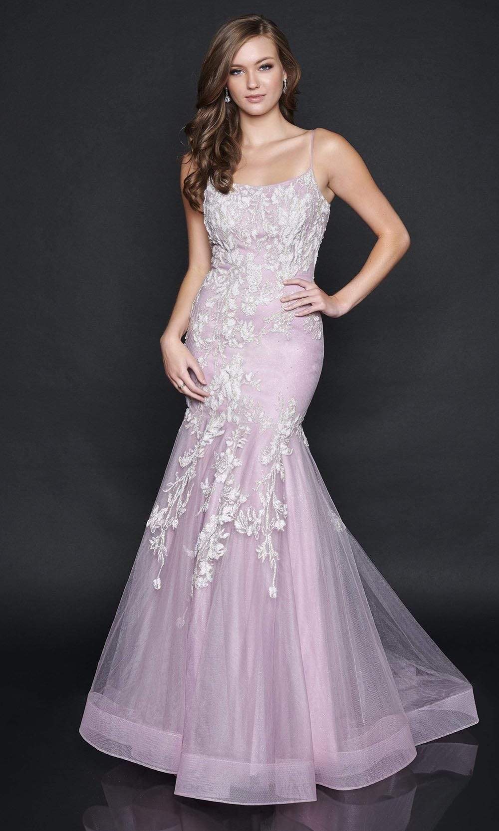 Nina Canacci - 9120 Beaded Applique Mermaid Gown
