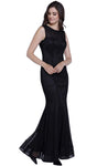 Floor Length Natural Waistline Sleeveless Sheath V Back Beaded Back Zipper Mesh Jeweled Illusion Sheath Dress/Evening Dress